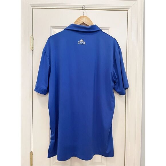 Peter Millar Summer Comfort Polo Size L Royal Blue Stretch Sweat Wicking - Picture 2 of 6